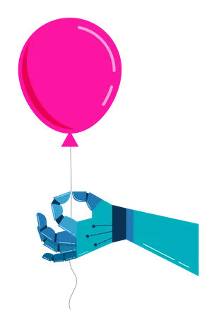 Main robotique avec un ballon rose  Illustration