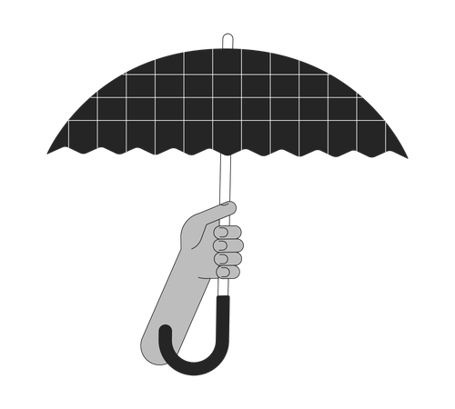 Main tenant un parapluie ouvert  Illustration