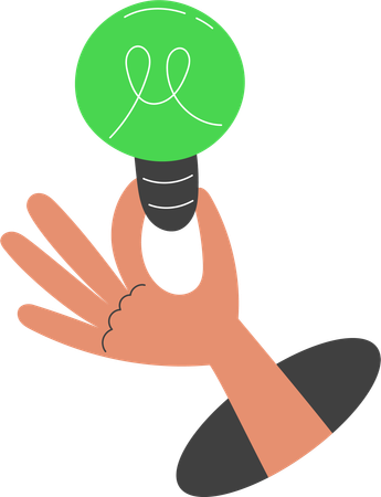 Main tenant une ampoule verte comme symbole d'une énergie propre, renouvelable et durable  Illustration