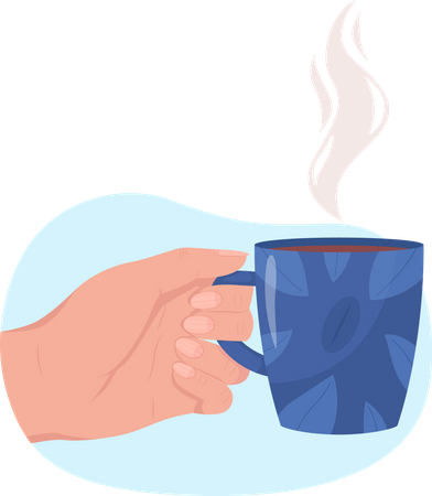 Main tenant une tasse de café chaud  Illustration