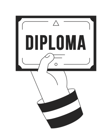 La main tient le document de diplôme  Illustration