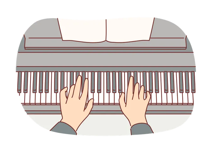Mains de pianiste jouant une composition classique au piano  Illustration