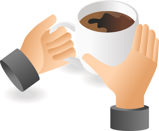 Mains portant une tasse de café chaud  Illustration