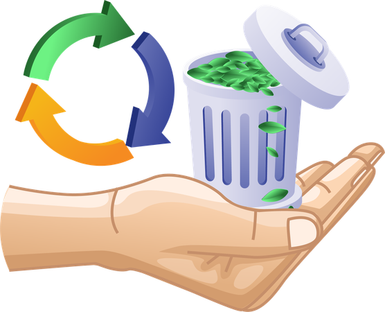 Les mains recyclent les déchets éco vert  Illustration