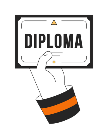 La main tient le document de diplôme  Illustration