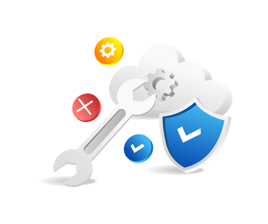 Maintaining cloud server security  Illustration