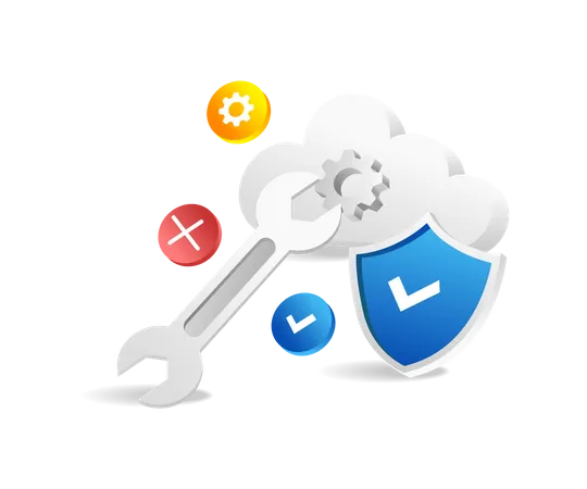 Maintaining cloud server security  Illustration