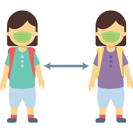 Maintaining social distance between students  Illustration