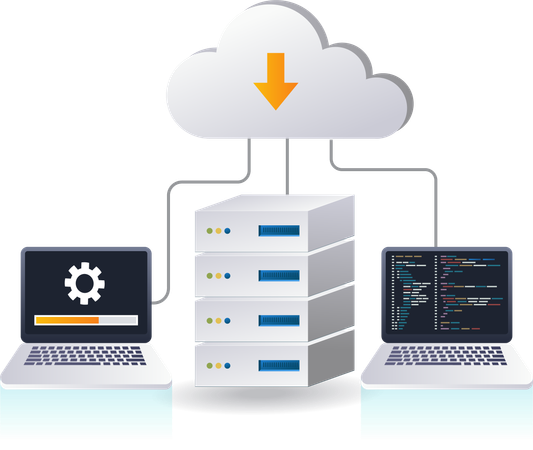 Maintaining technology cloud server system  Illustration
