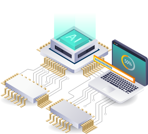 Maintenance du réseau pour la technologie de l'IA  Illustration