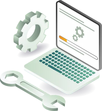 最新のコンピュータアプリケーションアップグレードのメンテナンス  イラスト