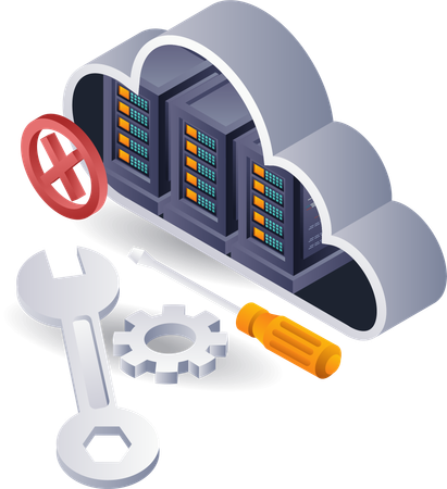 Maintenance to repair cloud server damage  Illustration