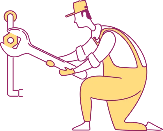Maintenance worker with wrench Illustration
