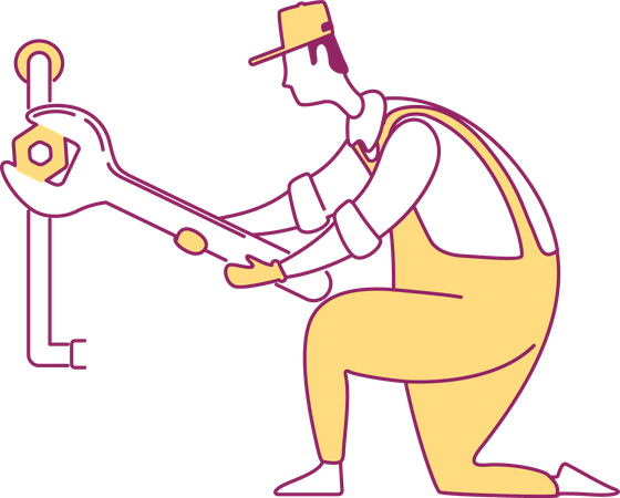 Maintenance worker with wrench  Illustration