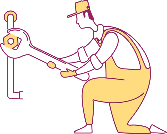 Maintenance worker with wrench  Illustration