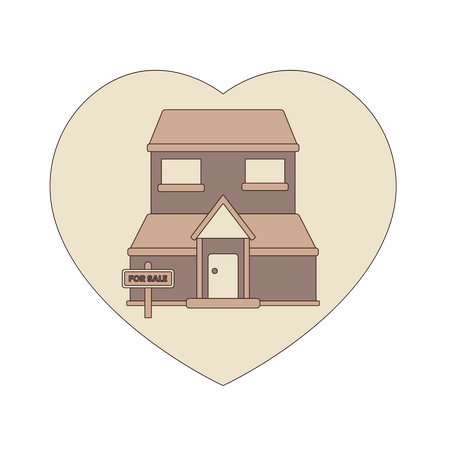 Maison à vendre en forme de coeur  Illustration