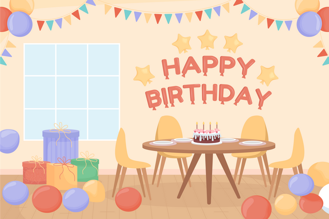 Fête d'anniversaire à la maison  Illustration