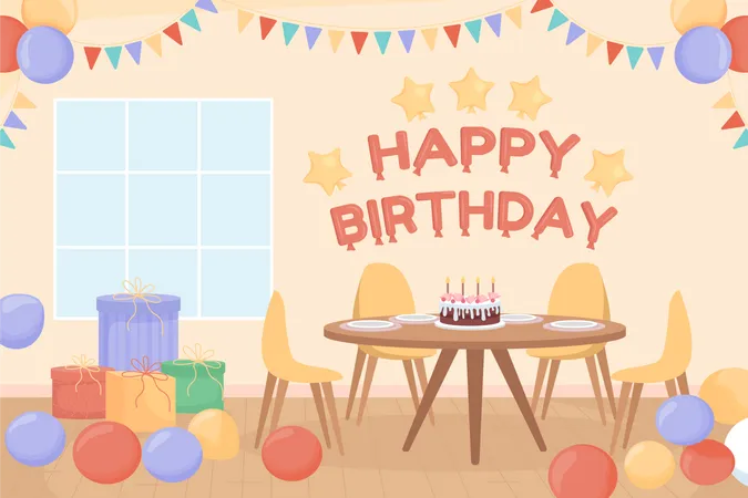 Fête d'anniversaire à la maison  Illustration