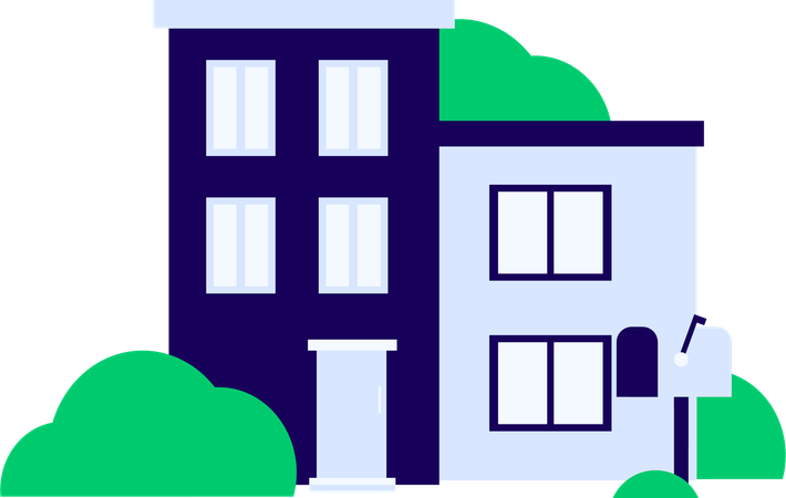 Maison avec boîte aux lettres à l'extérieur  Illustration