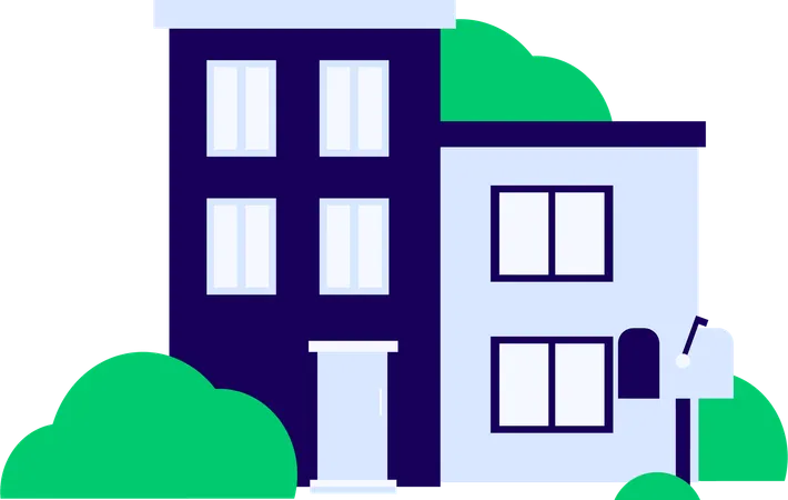 Maison avec boîte aux lettres à l'extérieur  Illustration