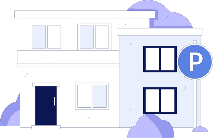 Maison avec zone de stationnement extérieur  Illustration