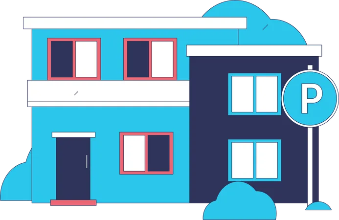 Maison avec zone de stationnement extérieur  Illustration