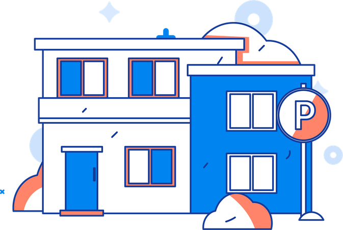 Maison avec zone de stationnement extérieur  Illustration