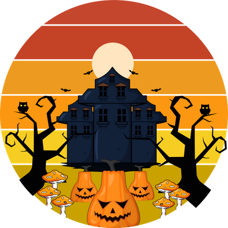 Maison de nuit d'Halloween  Illustration