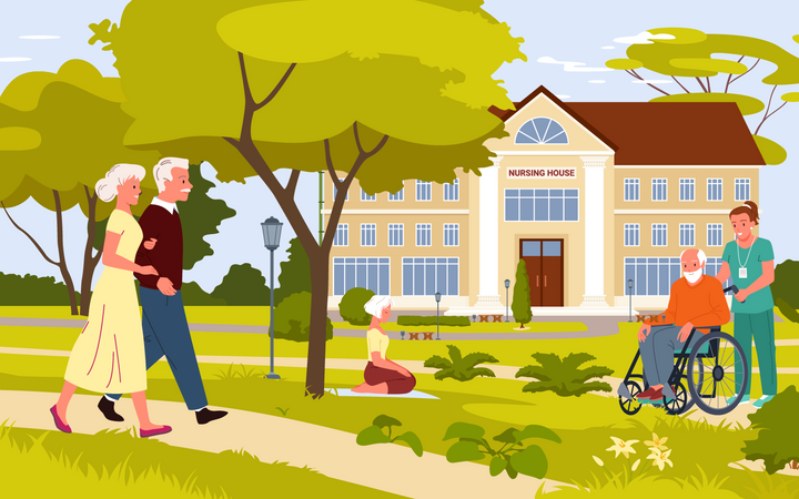 Maison de retraite pour personnes âgées  Illustration