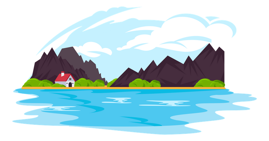 Maison au bord du lac  Illustration