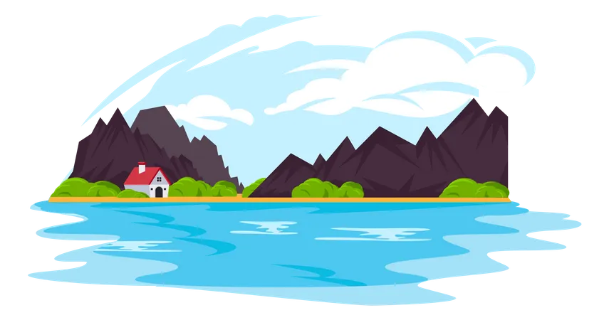 Maison au bord du lac  Illustration