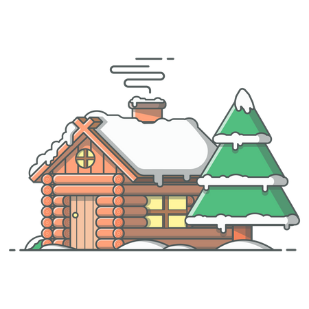 Maison en bois pendant les hivers  Illustration