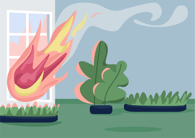 Maison en feu  Illustration