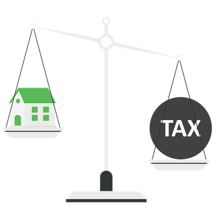 Solde de la maison et des impôts sur la balance  Illustration