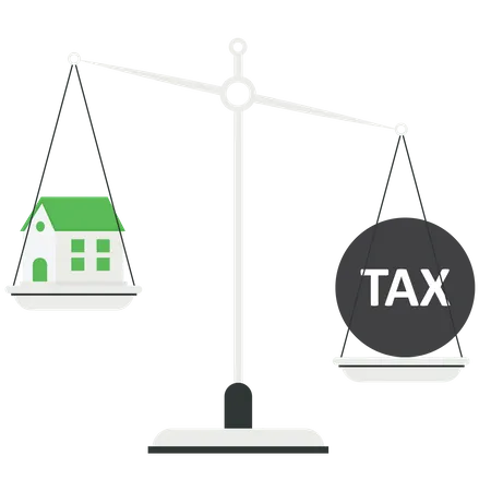 Solde de la maison et des impôts sur la balance  Illustration