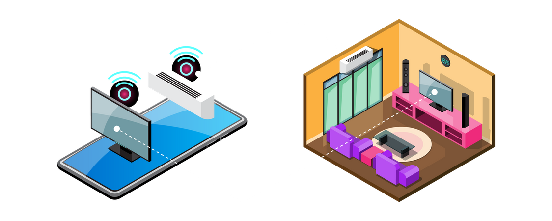Maison intelligente avec appareils intelligents  Illustration