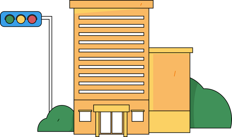 Maison près du feu de circulation  Illustration