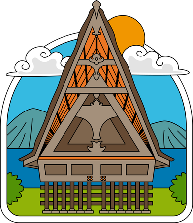 Maison traditionnelle du nord de Sumatra  Illustration