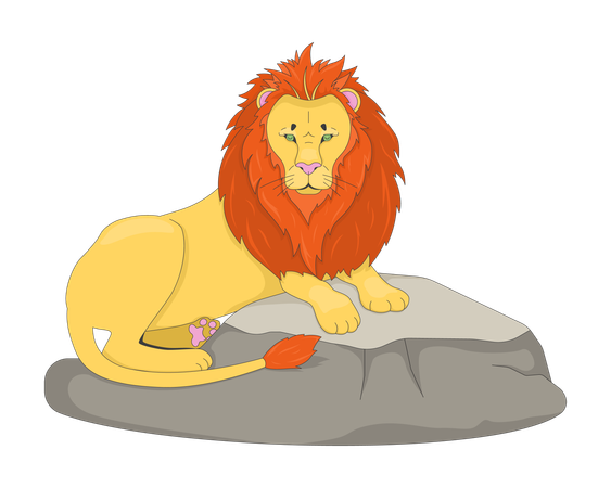 Majestic lion resting on rock  Illustration