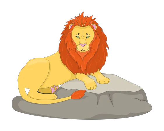 Majestic lion resting on rock  Illustration