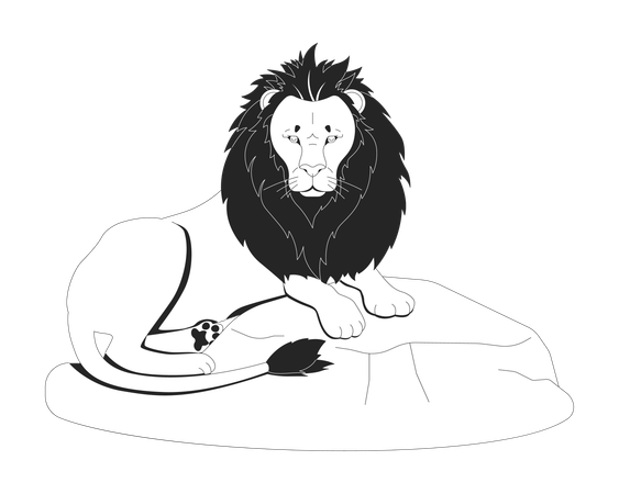 Majestic lion resting on rock  Illustration