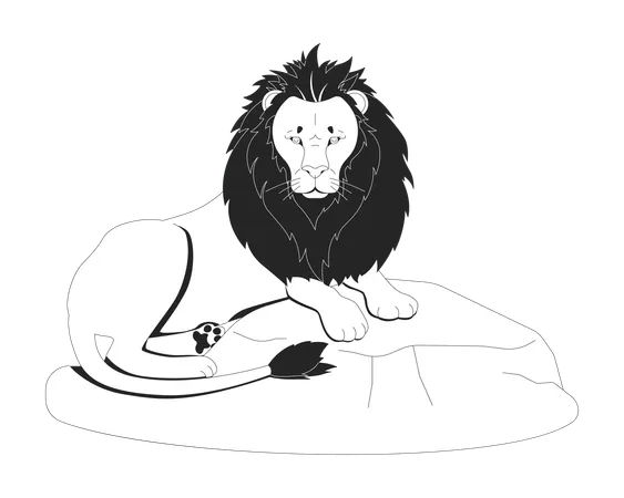 Majestic lion resting on rock  Illustration