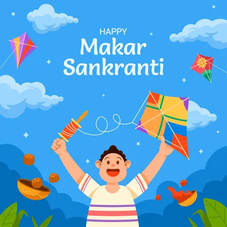 Celebração Makar Sankranti  Ilustração
