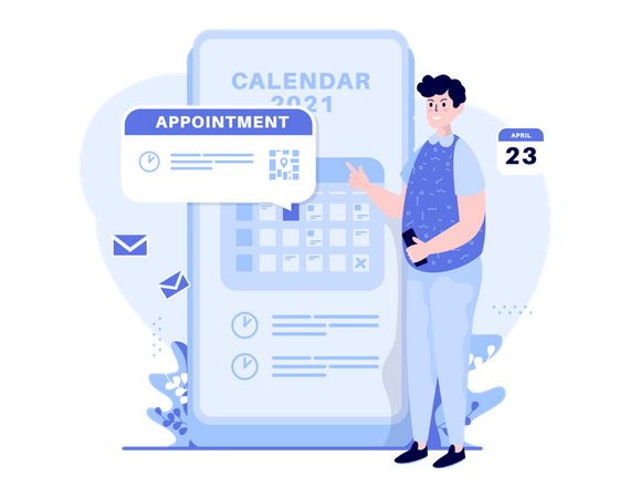 Make an appointment on mobile calendar Illustration
