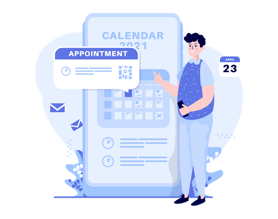 Make an appointment on mobile calendar  イラスト