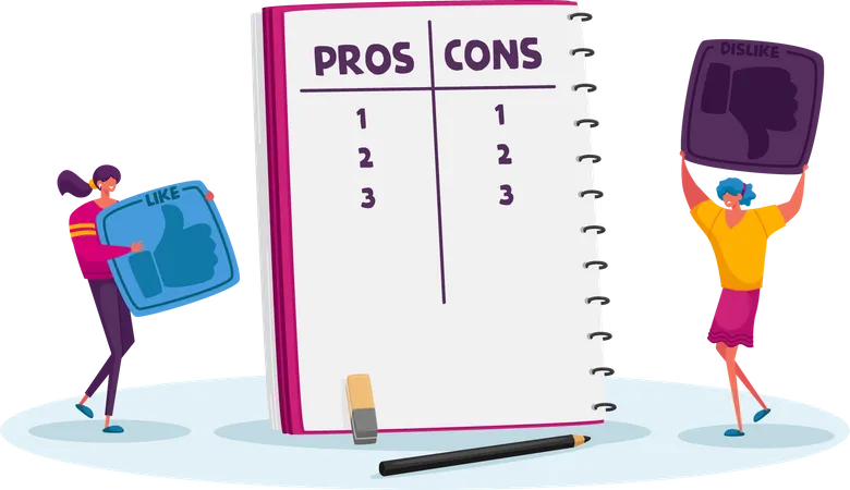 Make decision at notebook with Pros or Cons list  Illustration