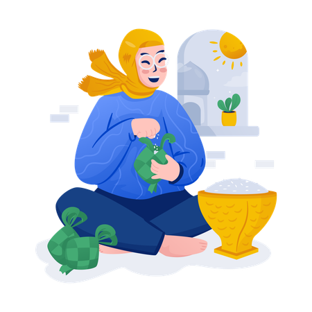 Make Eid ketupat  イラスト
