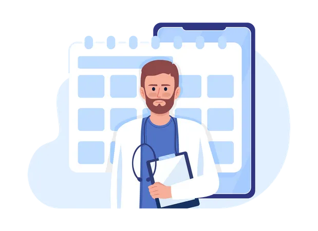 Making Appointment With Doctor Flat Concept Vector Illustration Scheduling Visit Editable 2 D Cartoon Characters On White For Web Design Creative Idea For Website Mobile Presentation Illustration