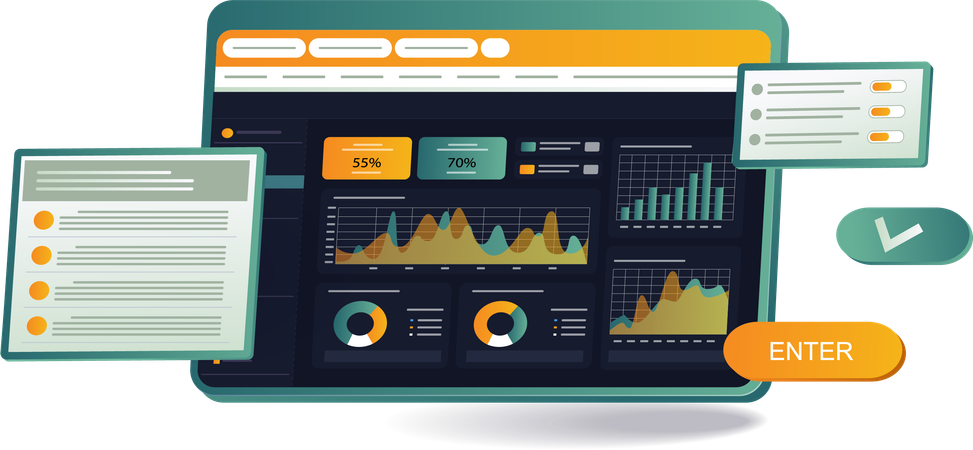 Excel を使用したデータ分析ダッシュボードの作成  イラスト