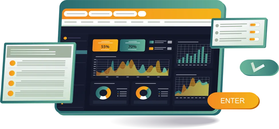 Excel を使用したデータ分析ダッシュボードの作成  イラスト